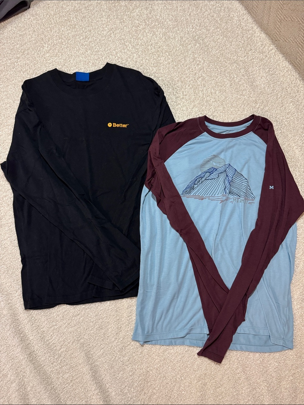 Marmot Light Blue and Burgundy Raglan Long-Sleeve Tee